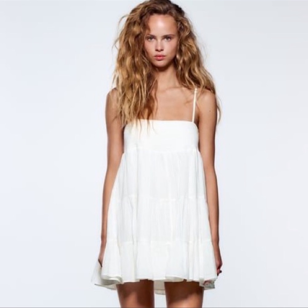 Zara White Sleeveless Dress
